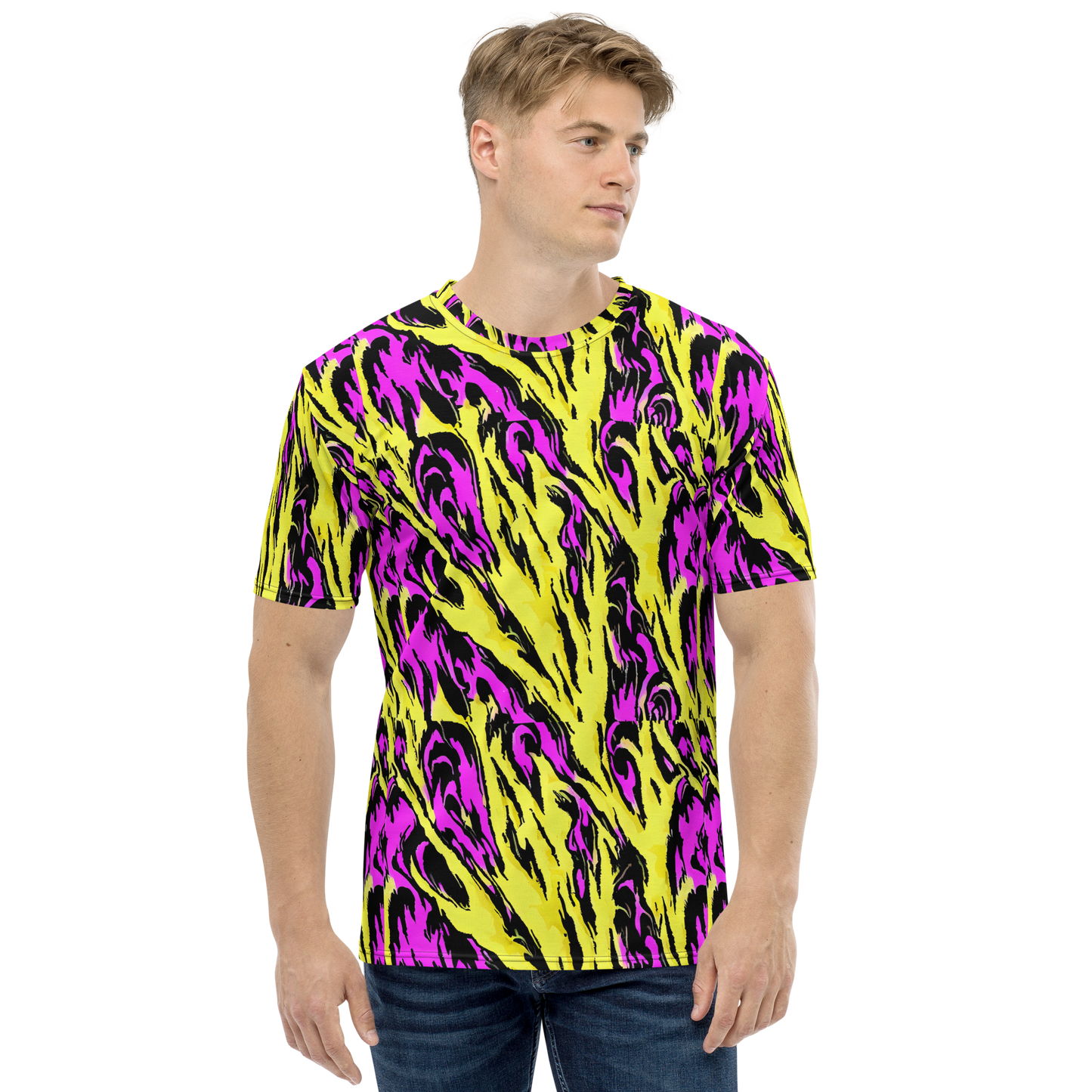 Men's Crew Neck T-Shirt - Neon Savanna