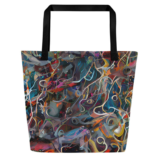 Large Tote Bag w/ Pocket - Chromatic Entanglement