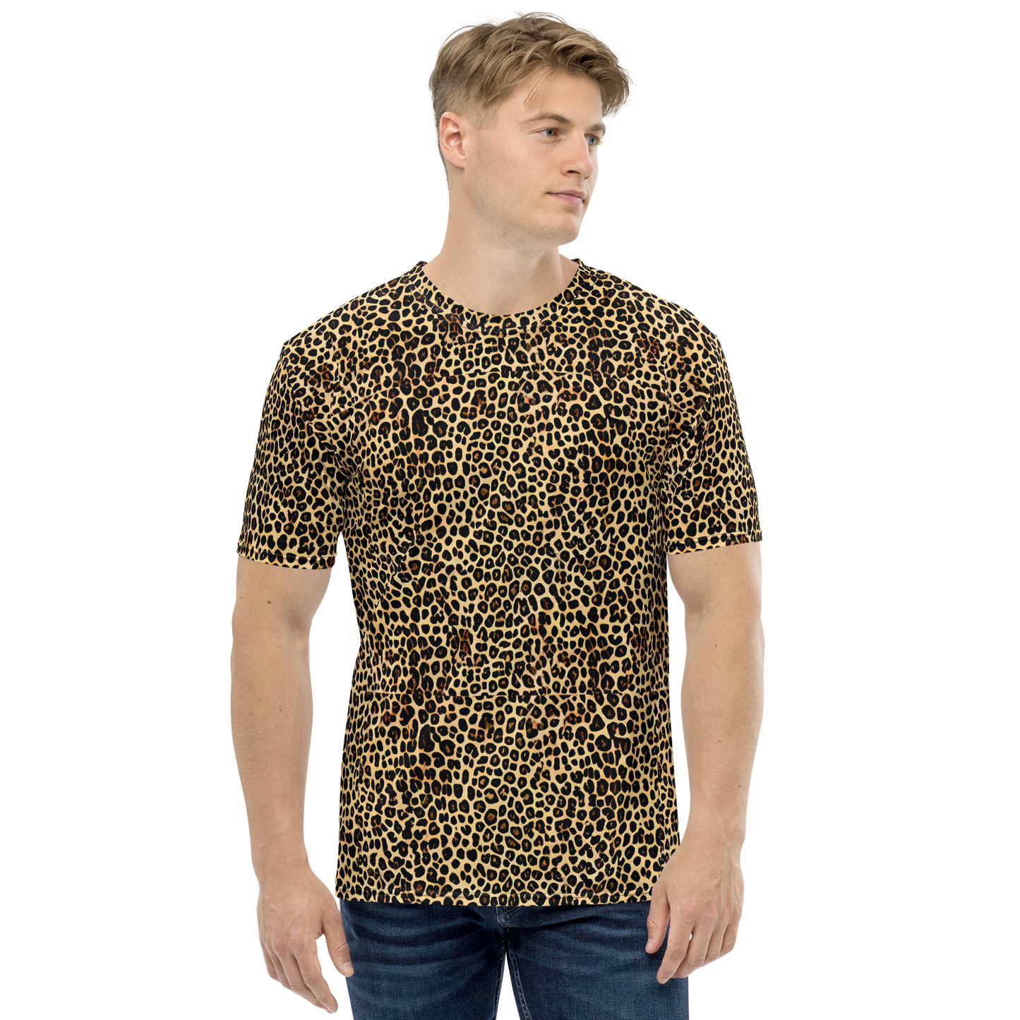 Men's Crew Neck T-Shirt - Cheetah Mosaic