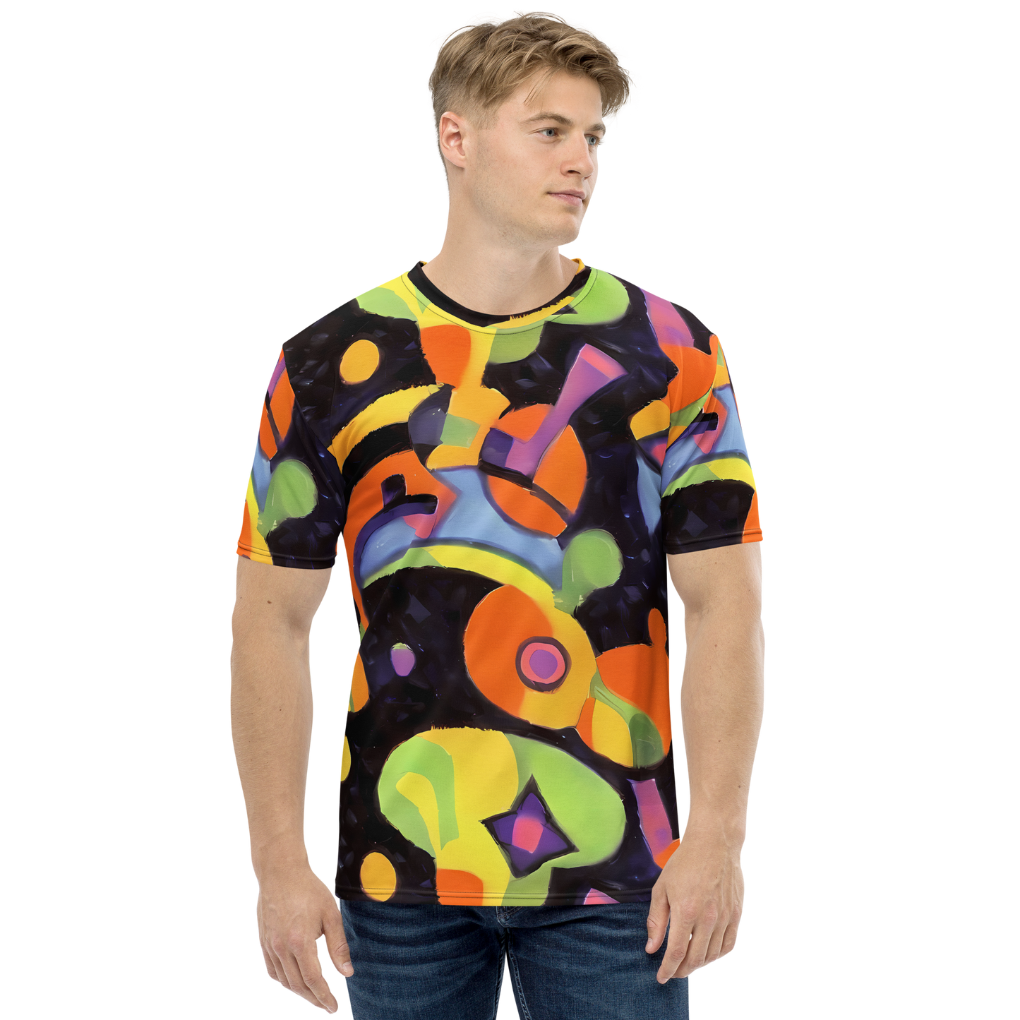 Men's Crew Neck T-Shirt - Neon Symphony