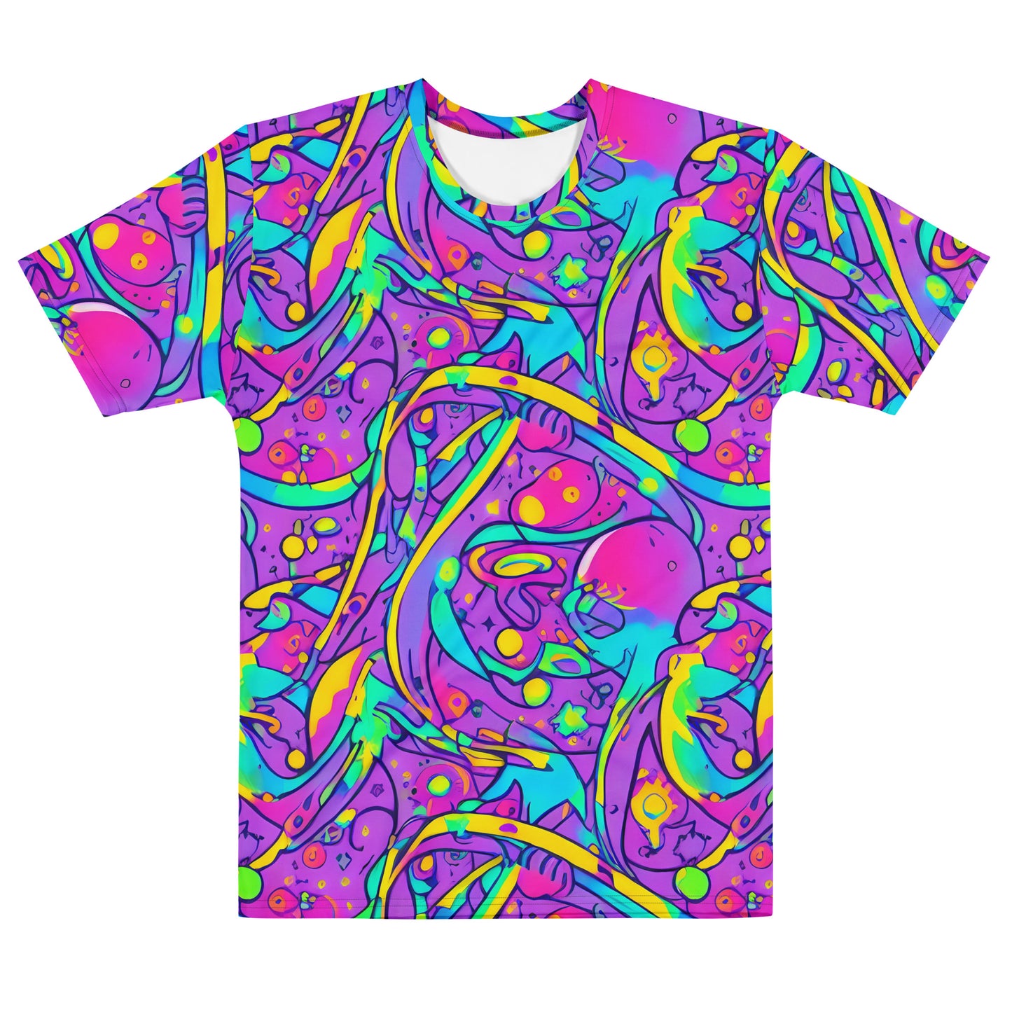 Men's Crew Neck T-Shirt - Neon Galaxy Whirl