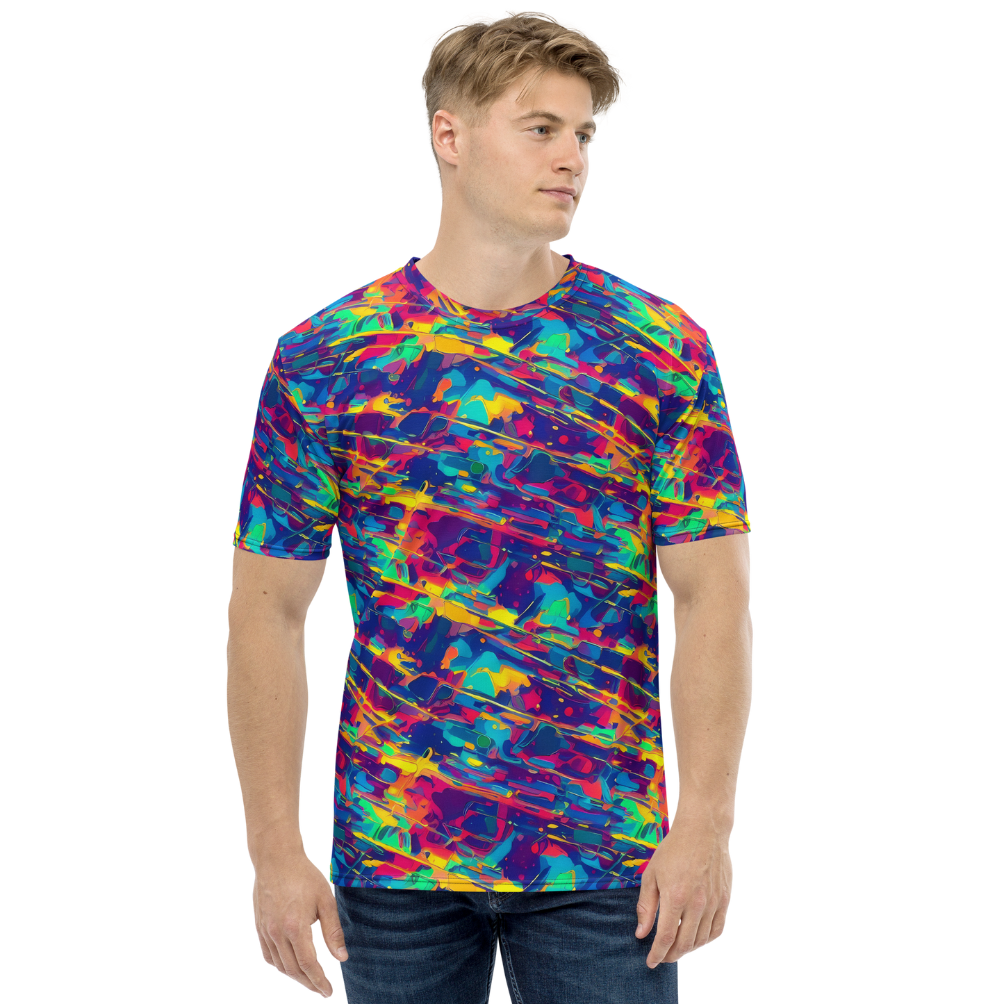 Men's Crew Neck T-Shirt - Spectrum Streaks