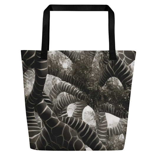 Large Tote Bag w/ Pocket - Serpent Symphony