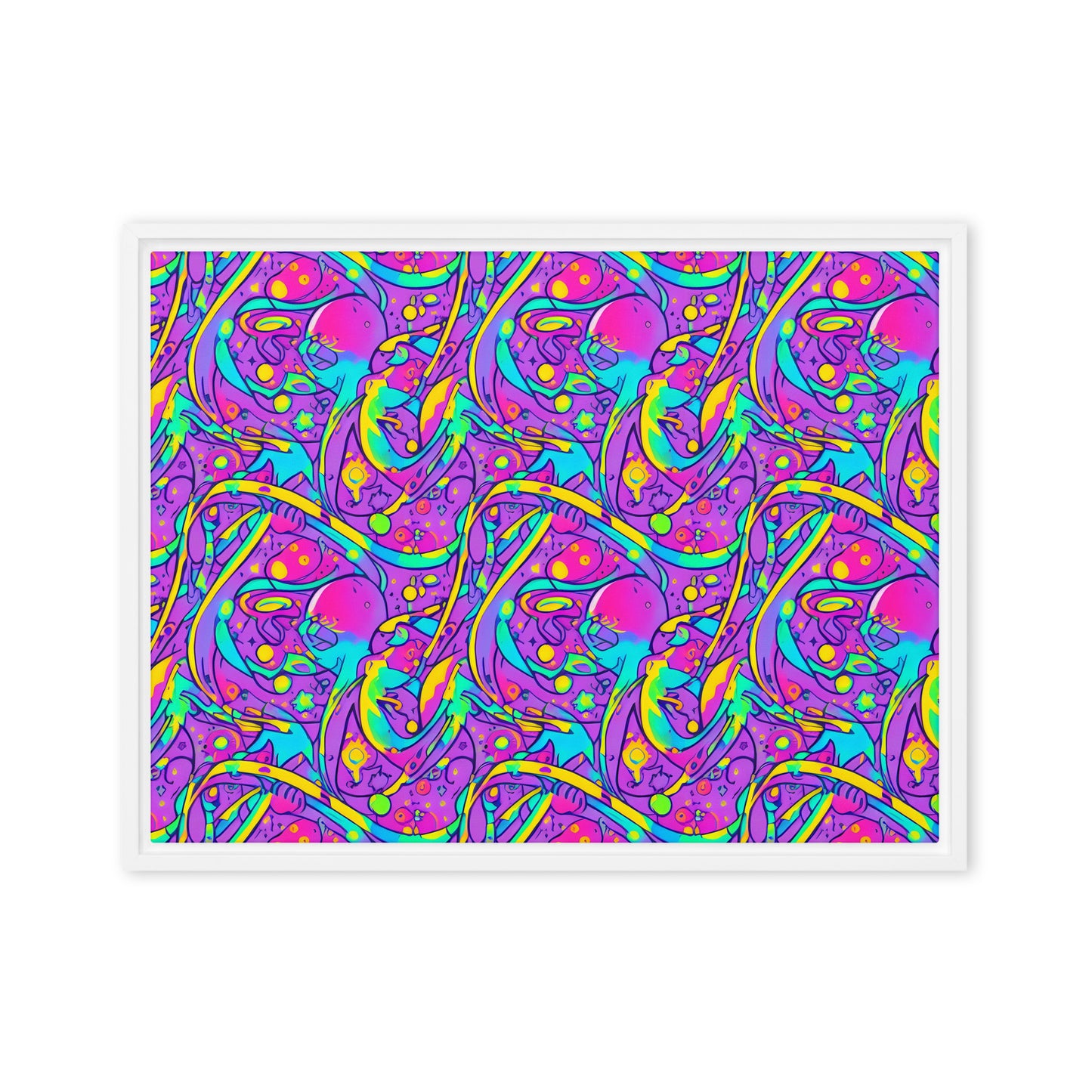 Framed Canvas (in) - Neon Galaxy Whirl