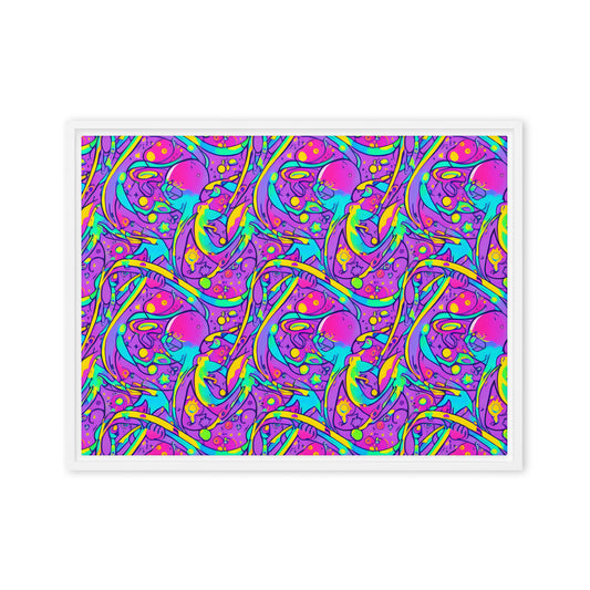 Framed Canvas (in) - Neon Galaxy Whirl