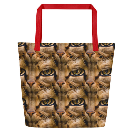 Large Tote Bag w/ Pocket - Feline Whisper