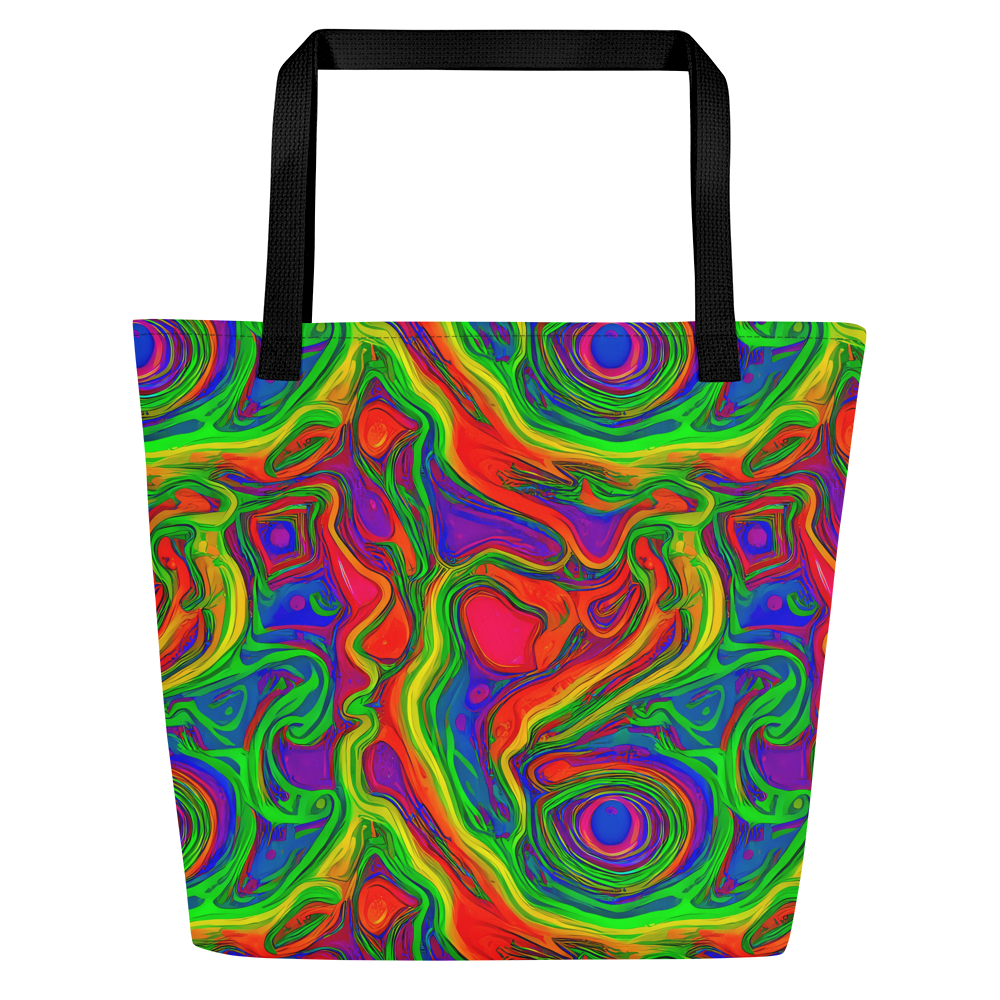 Large Tote Bag w/ Pocket - Psychedelic Waves