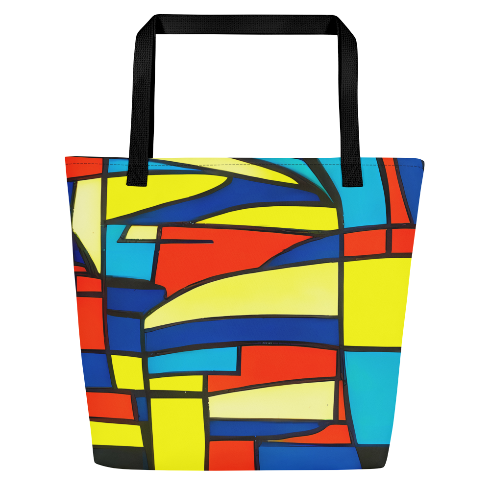 Large Tote Bag w/ Pocket - Neon Fractals