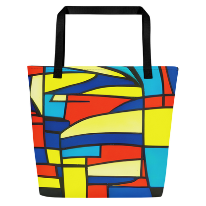 Large Tote Bag w/ Pocket - Neon Fractals