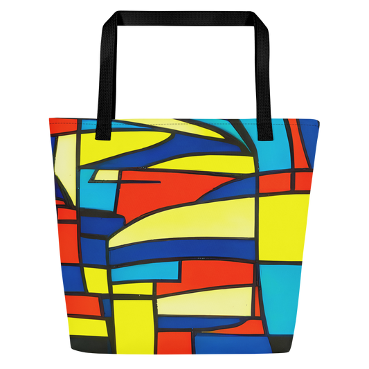 Large Tote Bag w/ Pocket - Neon Fractals