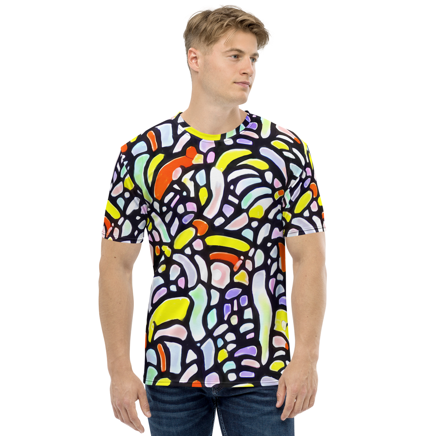 Men's Crew Neck T-Shirt - Cubist Carousel