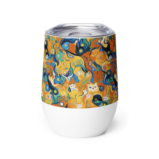 Wine Tumbler - Whimsical Feline Dance