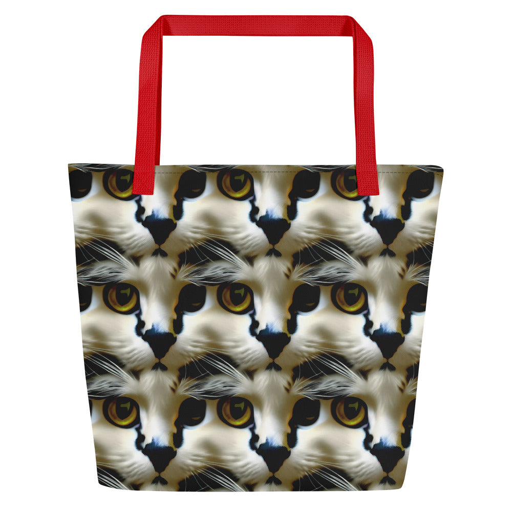 Large Tote Bag w/ Pocket - Feline Fancy