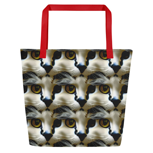 Large Tote Bag w/ Pocket - Feline Fancy