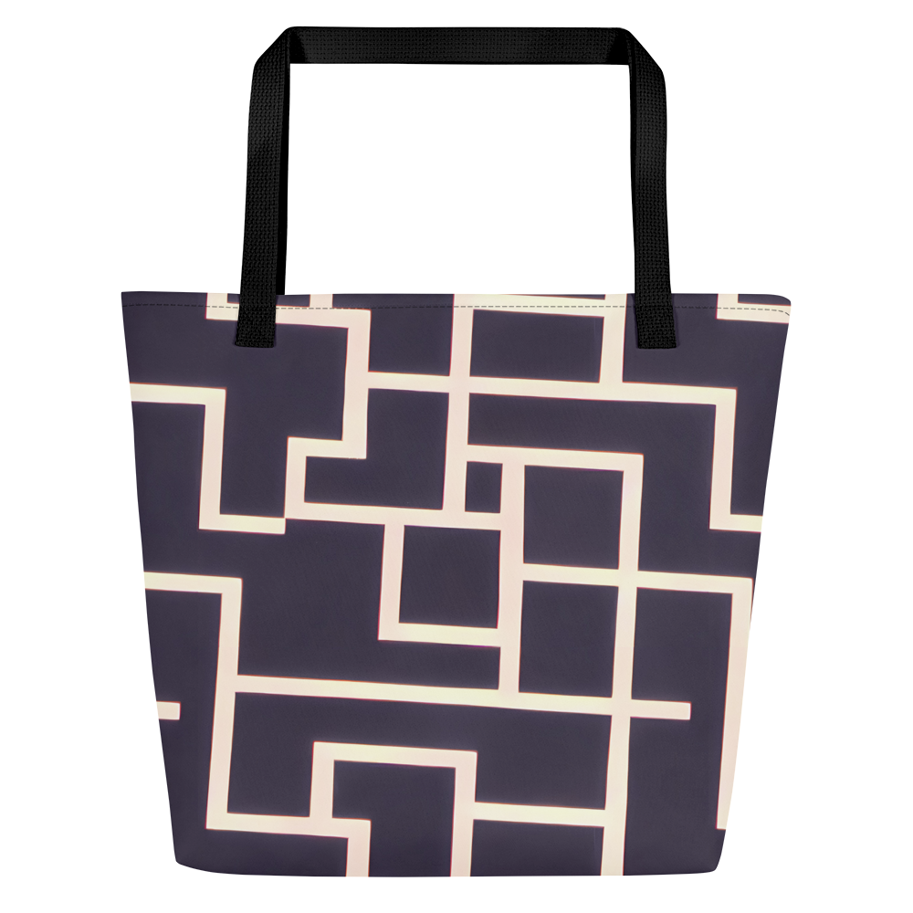 Large Tote Bag w/ Pocket - Gilded Gridlock
