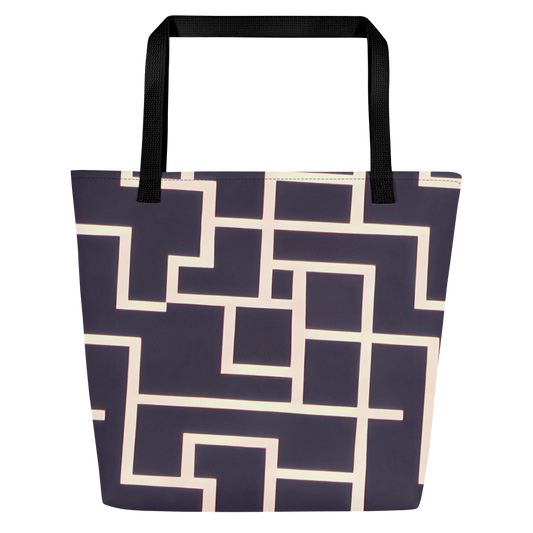 Large Tote Bag w/ Pocket - Gilded Gridlock