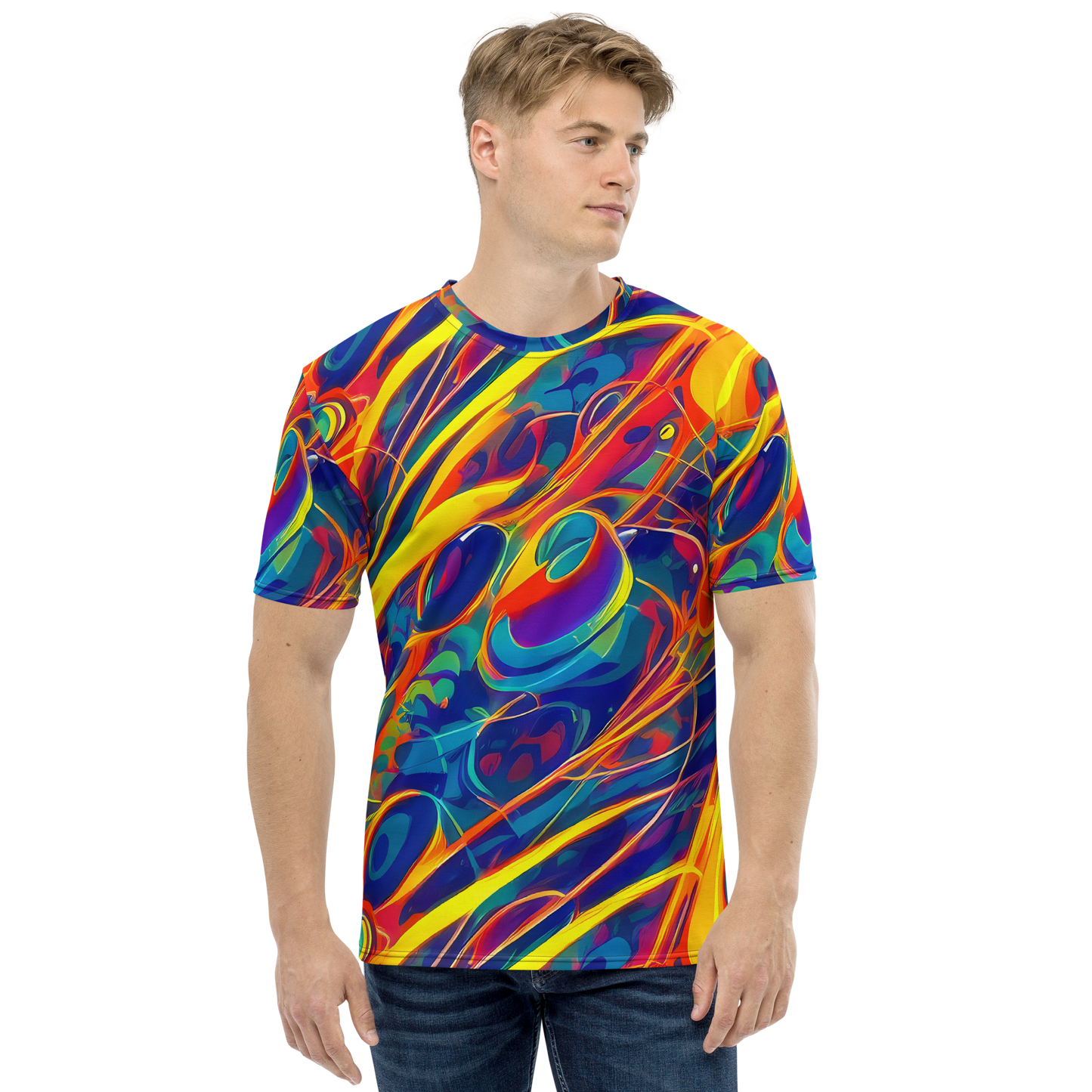 Men's Crew Neck T-Shirt - Abstract Blaze