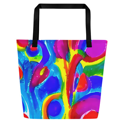 Large Tote Bag w/ Pocket - Psychedelic Splash