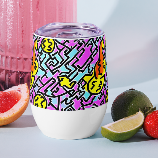 Wine Tumbler - Punk Doodles