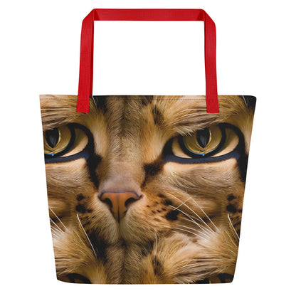 Large Tote Bag w/ Pocket - Feline Whisper