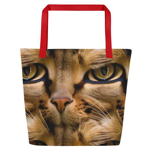 Large Tote Bag w/ Pocket - Feline Whisper