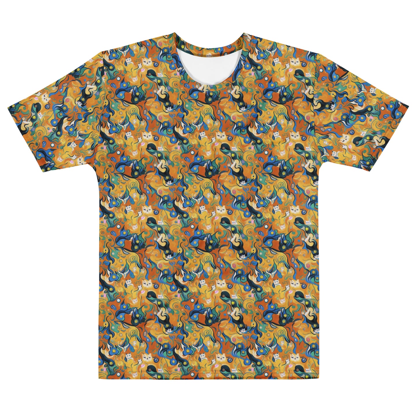 Men's Crew Neck T-Shirt - Whimsical Feline Dance