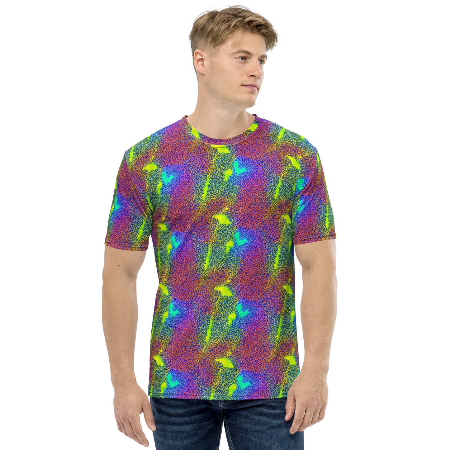 Men's Crew Neck T-Shirt - Prismatic Web