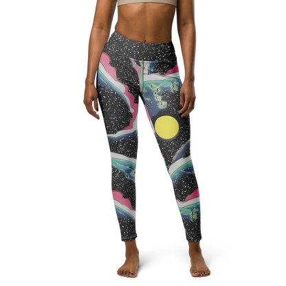 Yoga Leggings - Lunar Waves