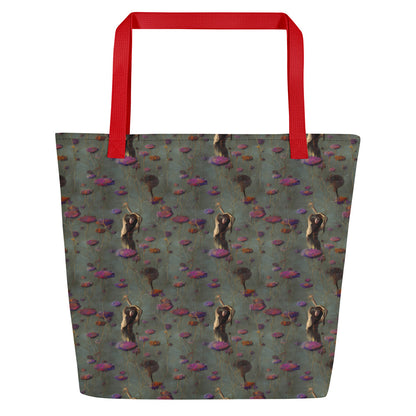 Large Tote Bag w/ Pocket - Ethereal Bloom