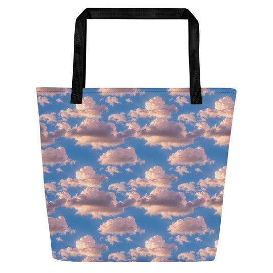 Large Tote Bag w/ Pocket - Cotton Candy Skies