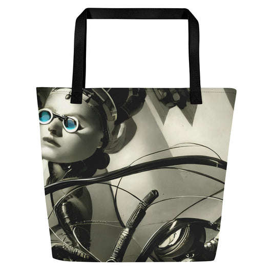 Large Tote Bag w/ Pocket - Cyber Reverie