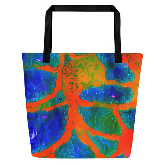 Large Tote Bag w/ Pocket - Vibrant Mosaic