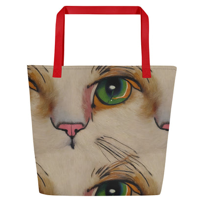 Large Tote Bag w/ Pocket - Emerald Gaze