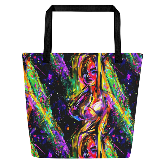 Large Tote Bag w/ Pocket - Galactic Flamenco