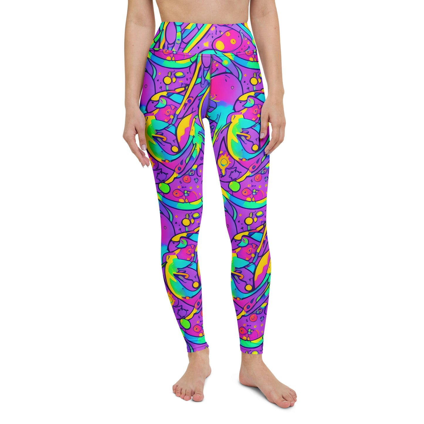 Yoga Leggings - Neon Galaxy Whirl