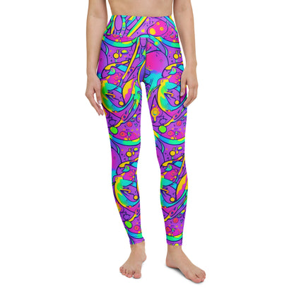 Yoga Leggings - Neon Galaxy Whirl