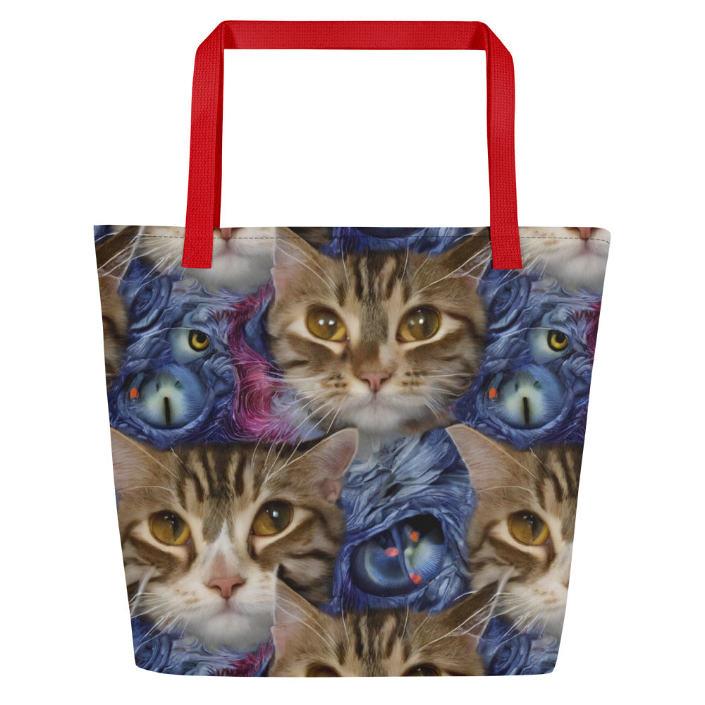 Large Tote Bag w/ Pocket - Feline Fantasy
