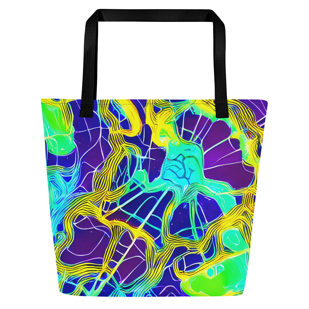 Large Tote Bag w/ Pocket - Neon Jungle Rhapsody