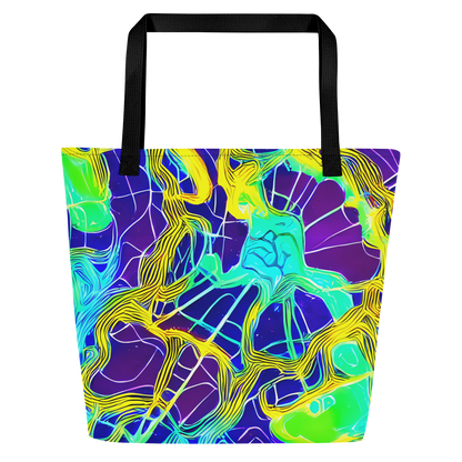 Large Tote Bag w/ Pocket - Neon Jungle Rhapsody