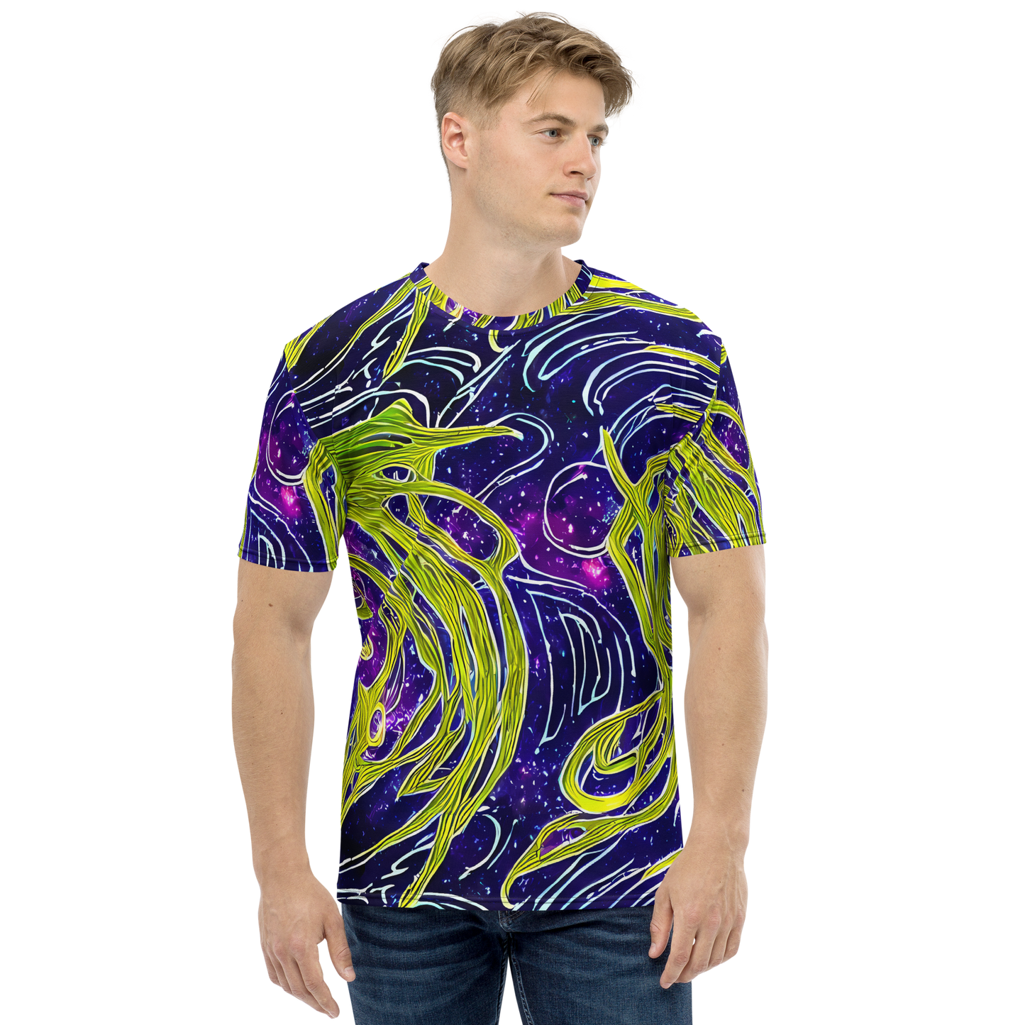 Men's Crew Neck T-Shirt - Celestial Scribbles