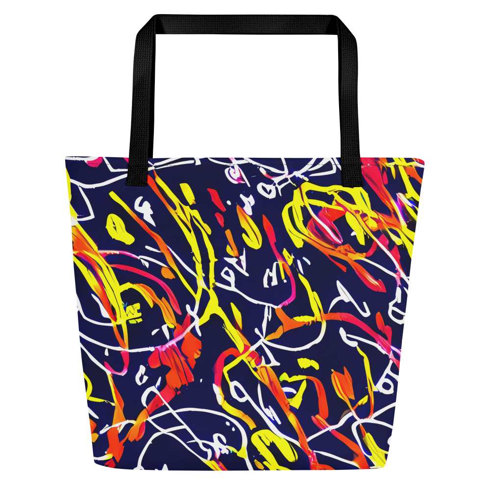 Large Tote Bag w/ Pocket - Neon Currents