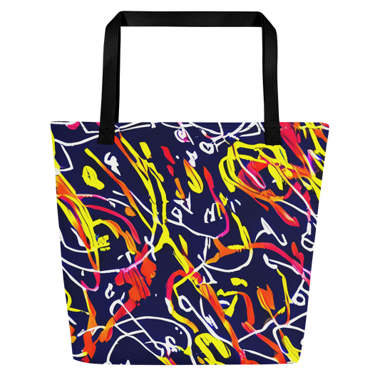 Large Tote Bag w/ Pocket - Neon Currents