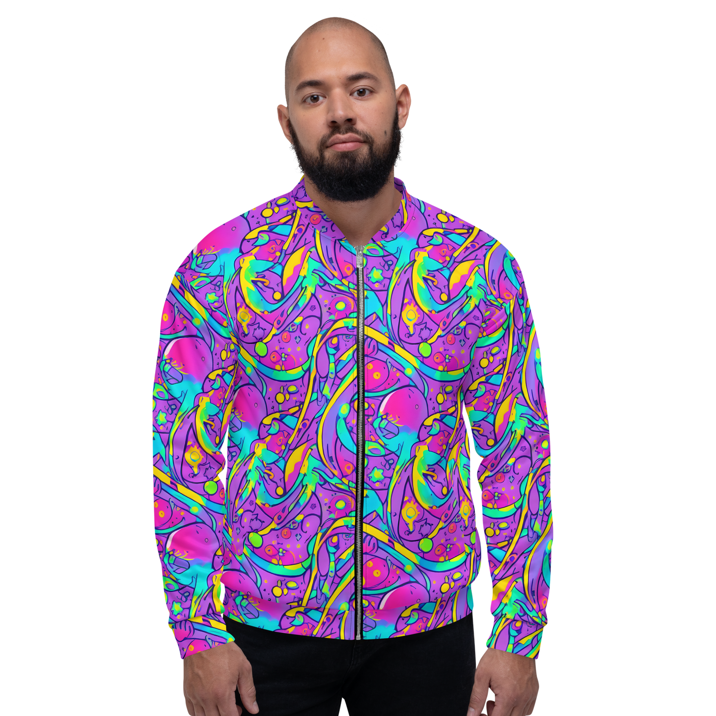 Bomber Jacket - Neon Galaxy Whirl