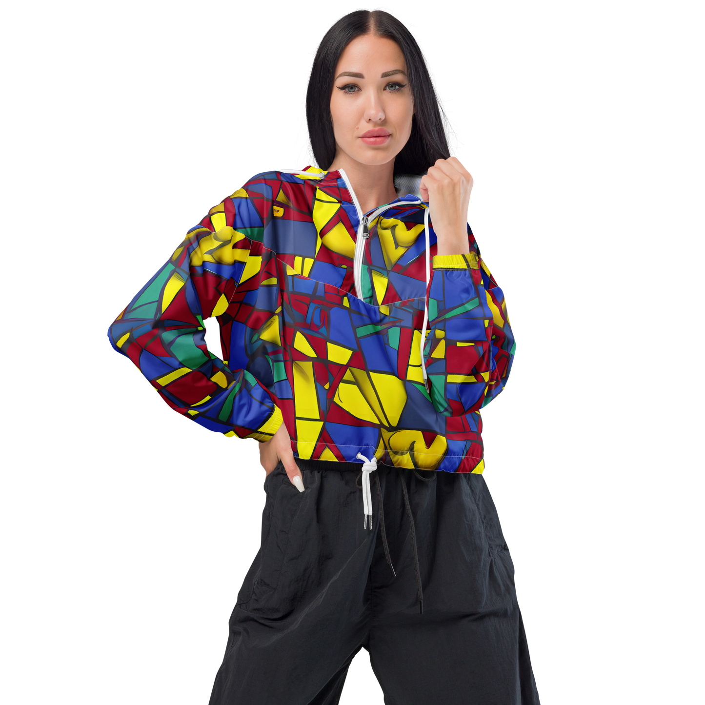 Women's Cropped Windbreaker - Vibrant Vexation