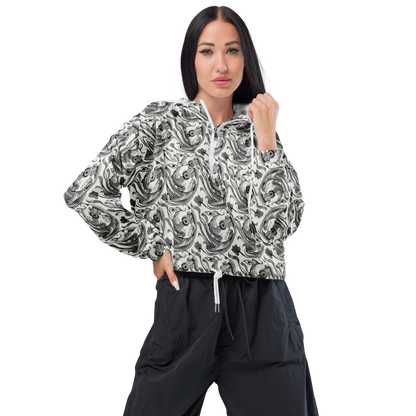 Women's Cropped Windbreaker - Rhythmic Riddle