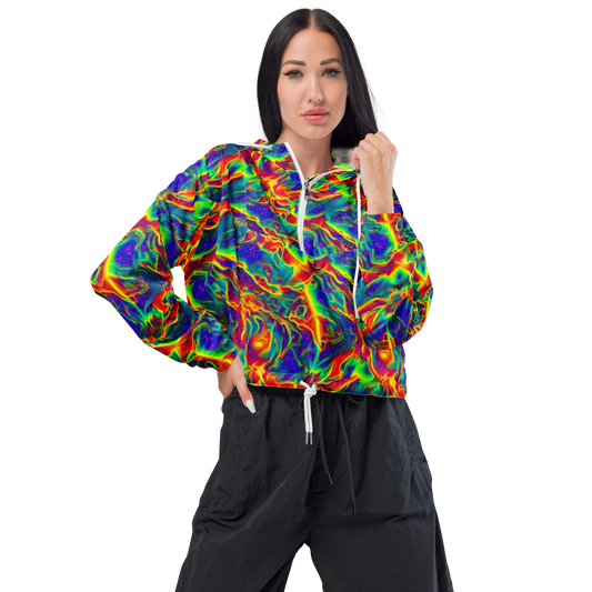 Women's Cropped Windbreaker - Nebula Symphony