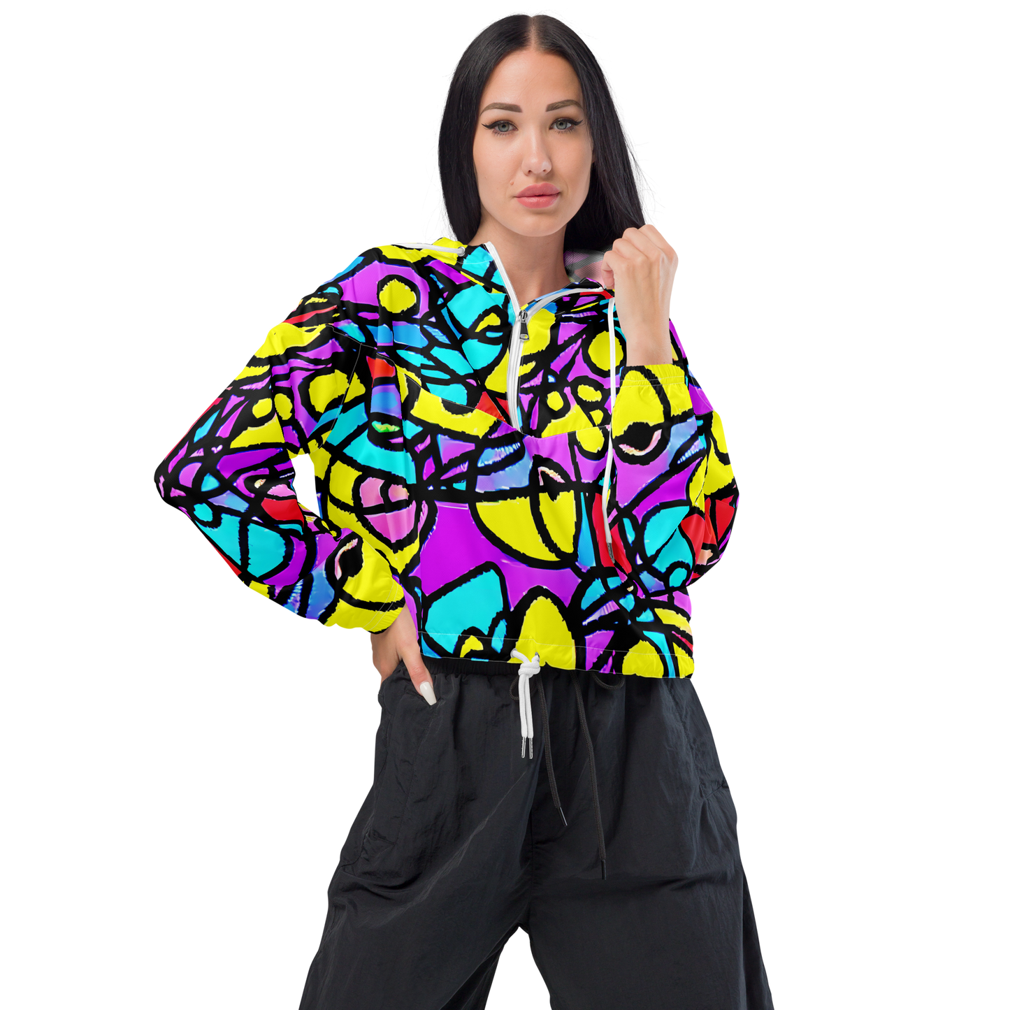 Women's Cropped Windbreaker - Radiant Chaos