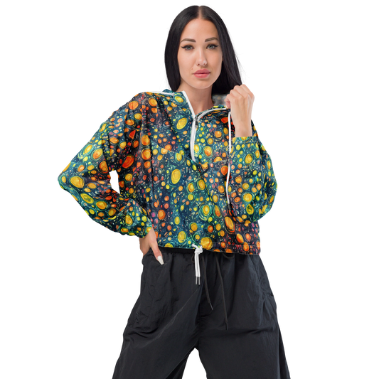 Women's Cropped Windbreaker - Starry Orbits