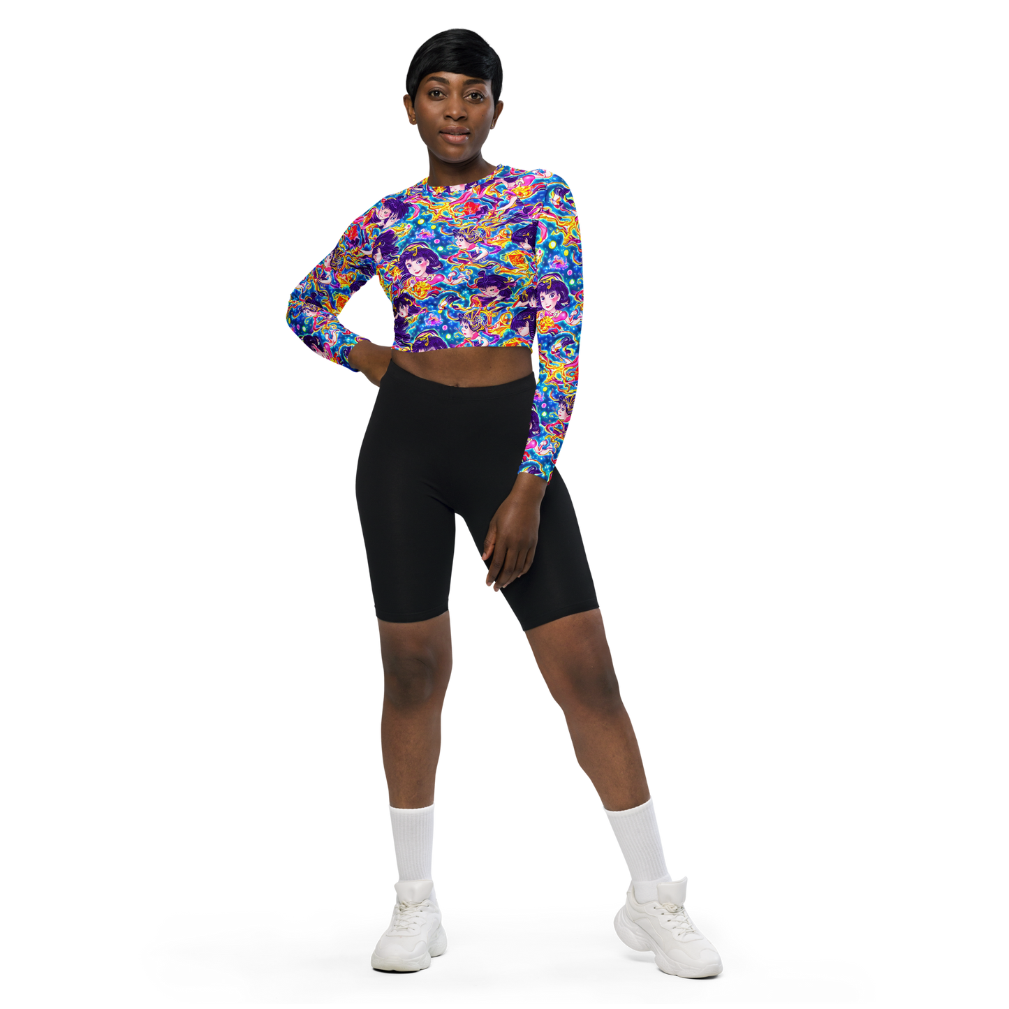 Long Sleeve Crop Top - Aquatic Whim