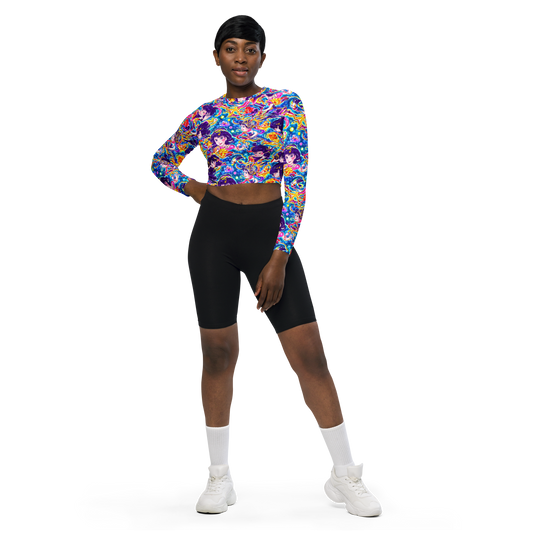 Long Sleeve Crop Top - Aquatic Whim